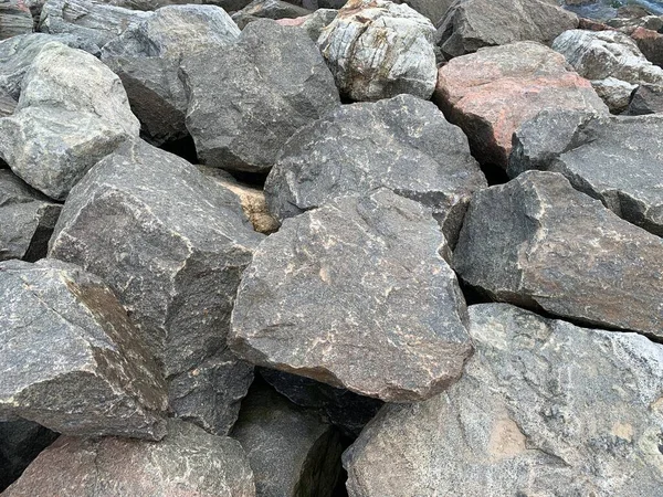 Background Texture Many Large Stones Different Shapes Pile Granite Boulders — Stock Photo, Image