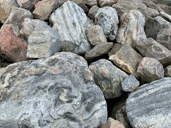 Background Texture Many Large Stones Different Shapes Pile Granite Boulders — Stock Photo, Image