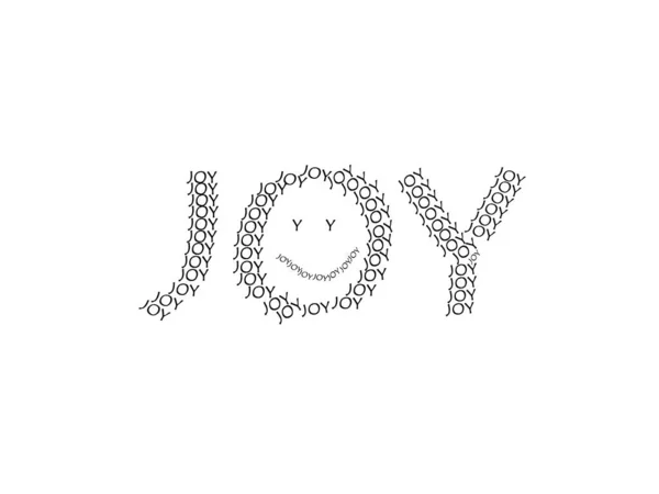 Napis Joy Malowanym Uśmiechem Listy Opisujące Szczęśliwy Nastrój Białym Tle — Zdjęcie stockowe