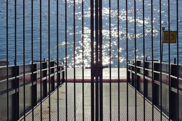 View Gate Leading Pier River — Stock Photo, Image