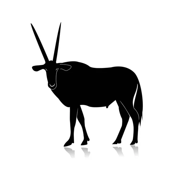Siluet Tanduk Oryx Terisolasi di Latar Belakang Putih - Stok Vektor
