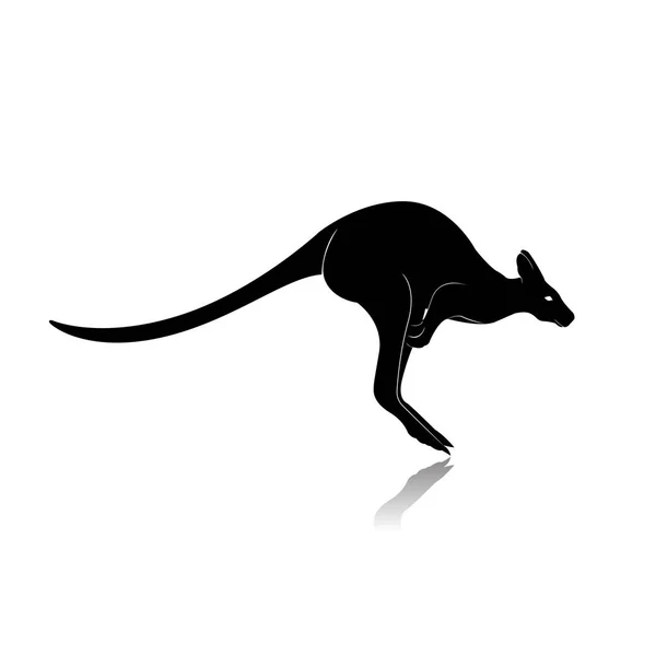 Siluet kanguru diisolasi pada latar belakang putih - Stok Vektor