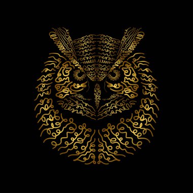 Yazdırma tasarımı için kartal baykuşunun vektör illüstrasyonu