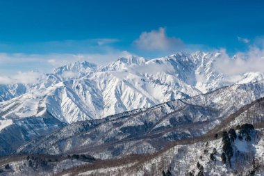 Hakuba Japonya 'daki Japon Dağının Karlı Manzarası