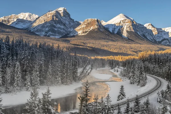 Trans Canadian Railroad Morants Curve Lake Louise Αλμπέρτα — Φωτογραφία Αρχείου