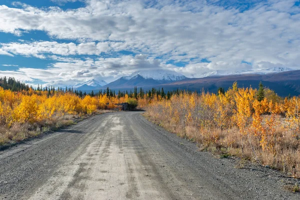 Δειος Δρόμος Μέσα Από Τις Ερημιές Της Αλάσκας — Φωτογραφία Αρχείου