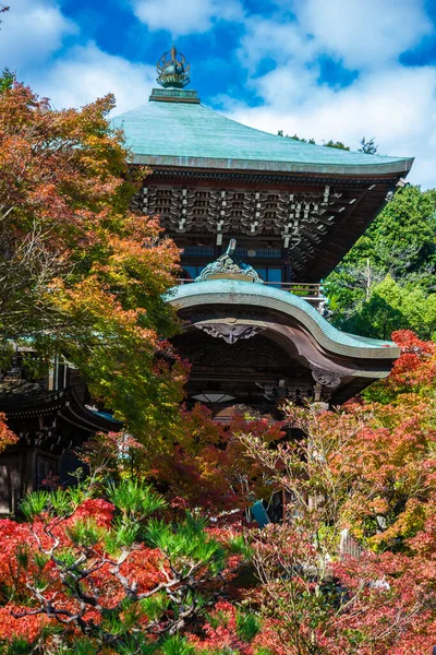 Beautiful shrine with fall foliage, miyajima island, Hiroshima, Japan