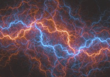 Ateş ve buz soyut fraktal şimşek, plazma elektriksel arka plan