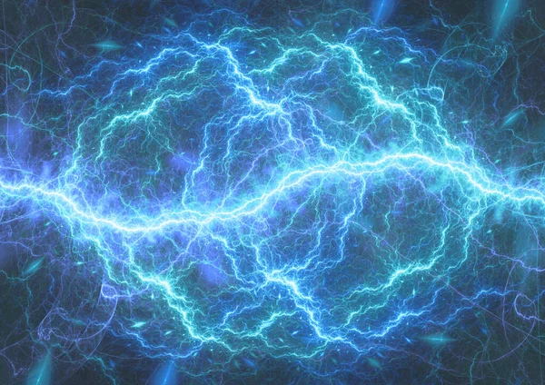 Blauwe Bliksem Abstracte Elektrische Achtergrond Vermogen Energie Concept — Stockfoto
