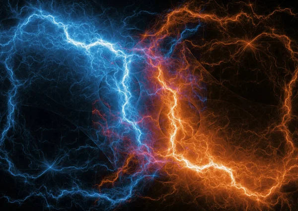 Feuer Und Eis Fraktale Blitze Plasma Und Energie Blitze — Stockfoto