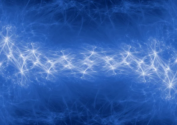 蓝色抽象分形闪电 等离子体背景 — 图库照片