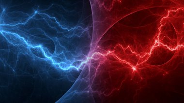 Ateş ve buz soyut yıldırımı, plazma arkaplanı