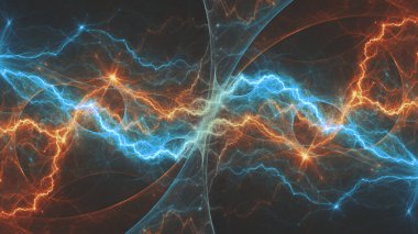 Ateş ve buz soyut yıldırımı, plazma arkaplanı