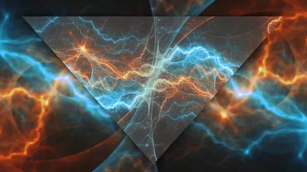 Fire Ice Abstract Lightning Plasma Background Triangel Shape — Stock Photo, Image