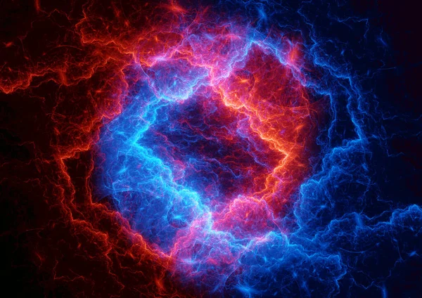 赤と青のプラズマの渦 抽象的なエネルギー ロイヤリティフリーのストック写真