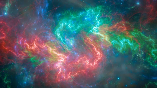 Colorful plasma swirl with stars in the bacground
