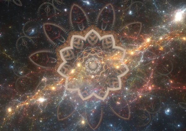 Μαγικό Μαντάλα Στο Χώρο Έναστρο Γαλαξιακό Υπόβαθρο — Φωτογραφία Αρχείου