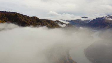 Altai, dağlar, yaz, bulutlar, şelale