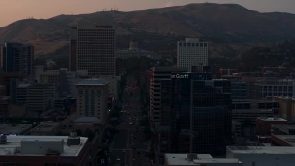 Flygfoto Historiska Salt Lake City Och County Byggnad Klocktorn — Stockvideo