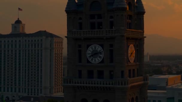 Aerial Shot Historic Salt Lake City County Building Clock Tower — Stock Video