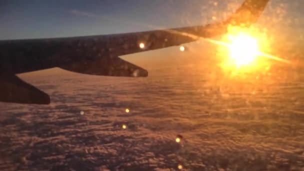 Vista Céu Nuvens Avião Passageiros Durante Voo Noite — Vídeo de Stock