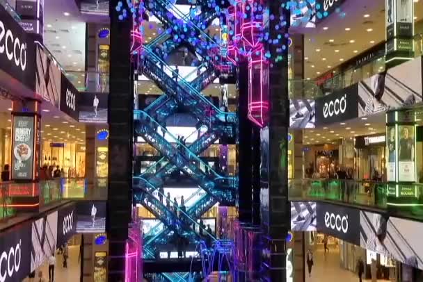 Moskva Ryssland Shopping Och Nöjescenter Europeiska — Stockvideo