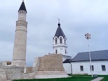 Bolgar Tataristan Rusya Şehri. Kuzey mozolesi, Han Sarayı, Katedral Camii, Doğu mozolesi, büyük bir minare, anıt tabela, Müze-rezerv varsayım Kilisesi