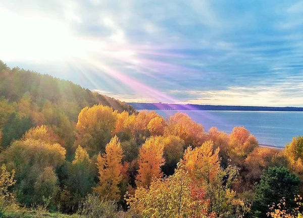 Paisaje Otoñal Sobre Río Volga —  Fotos de Stock