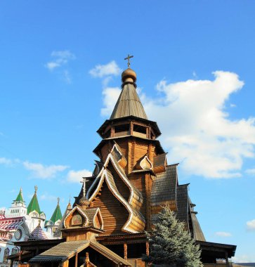 Moskova 'daki Izmailovsky Kremlin binaları. Tapınak