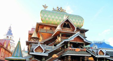 Izmailovsky Kremlin 'deki Rus Yemekleri Sarayı. Moskova