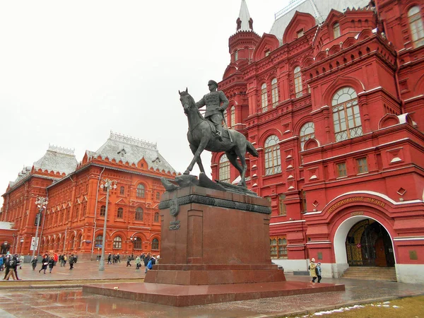 Monument Marshal Zhukov Moscow Stock Image