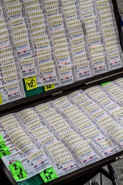 Bangkok, Tayland 10/06/2019 Tayland piyango sokakta satış.