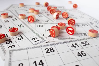 Rus loto beyaz zemin üzerinde. Loto oyunu. Düz yatıyordu