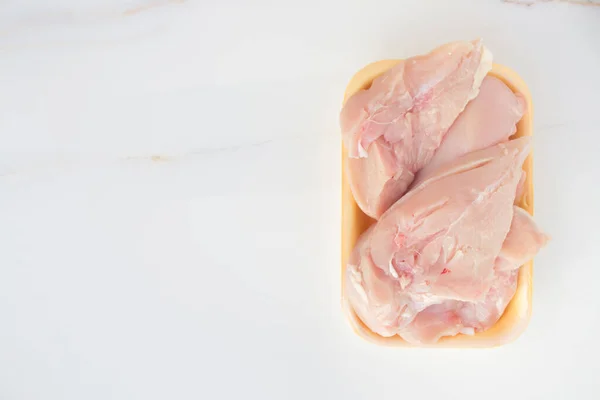 Fresh Chicken Meat Packaging Only Store Chicken Fillet Table Copy — Stock Photo, Image