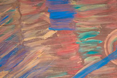  Modern tarzda akrilik çizilmiş el resmi. Büyük boya darbeleriyle soyut sanatsal arka plan. Tablonun rengarenk bir çizimi..