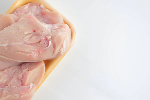 Fresh Chicken Meat Packaging Only Store Chicken Fillet Table Copy — Stock Photo, Image