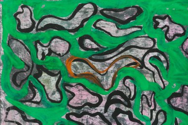  Kağıda haki renginin el çizimi. Askeri modeli parlak renklerle kamufle et. 