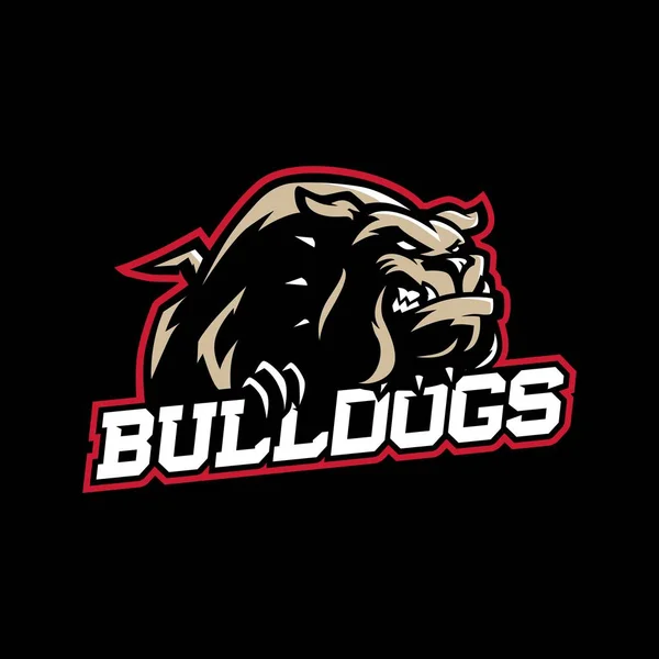 Eine gemeine Cartoon-Bulldogge mit Halsband im Sport-Vektor-Logo-Stil — Stockvektor