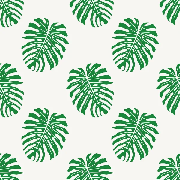 Monstera deliciousa folha tropical sem costura padrão vetor ilustração fundo — Vetor de Stock