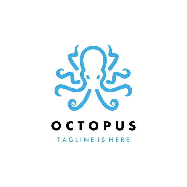 Pulpo kraken logotipo icono plantilla con ocho tentáculos simétricos — Vector de stock