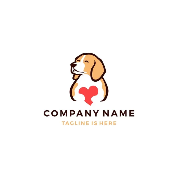 Χαριτωμένος σκύλος με αγάπη λογότυπο εικονίδιο προτύπου εικονογράφηση διάνυσμα — Διανυσματικό Αρχείο