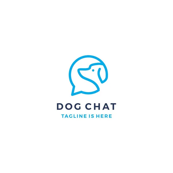 Monoline lineart perro chat logotipo social icono plantilla vector ilustración — Vector de stock