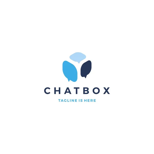 Caja de chat cubo charla social burbuja vector logotipo icono plantilla ilustración — Vector de stock
