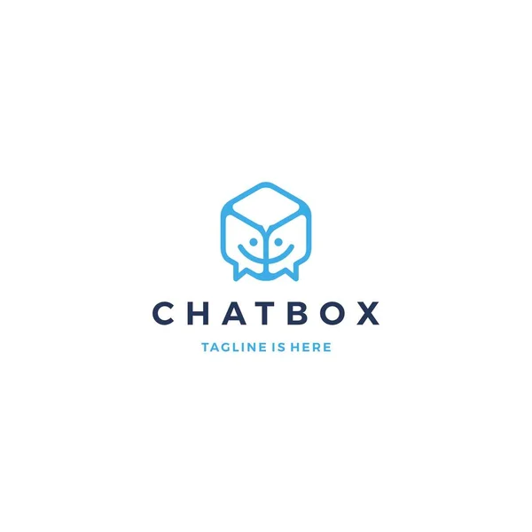 chat box cube social talk bubble vector logo icon template illustration