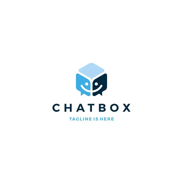 chat box cube social talk bubble vector logo icon template illustration