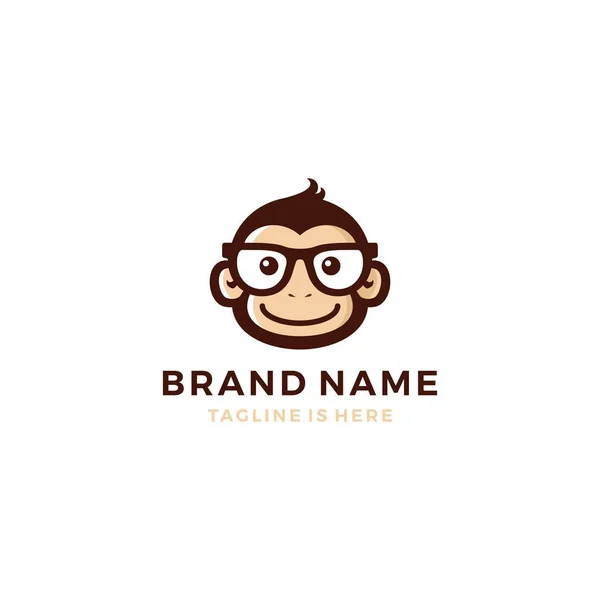 Monkey chimp geek smart charm mascot character logo template vector icon — Stock Vector