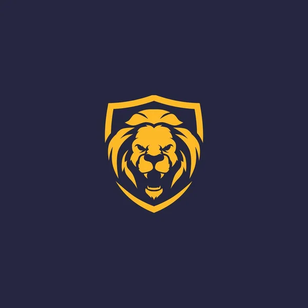 Zły agresywne lew tarczy logo szablon wektor ikona ilustracja — Wektor stockowy