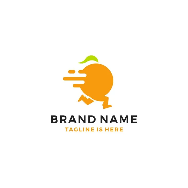 Ejecución de naranja fruta entrega servicio logotipo plantilla vector icono ilustración — Vector de stock