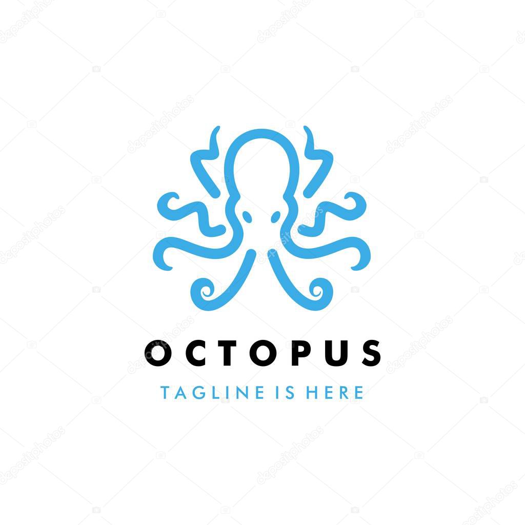 Octopus kraken logo icon template with symmetrical eight tentacle