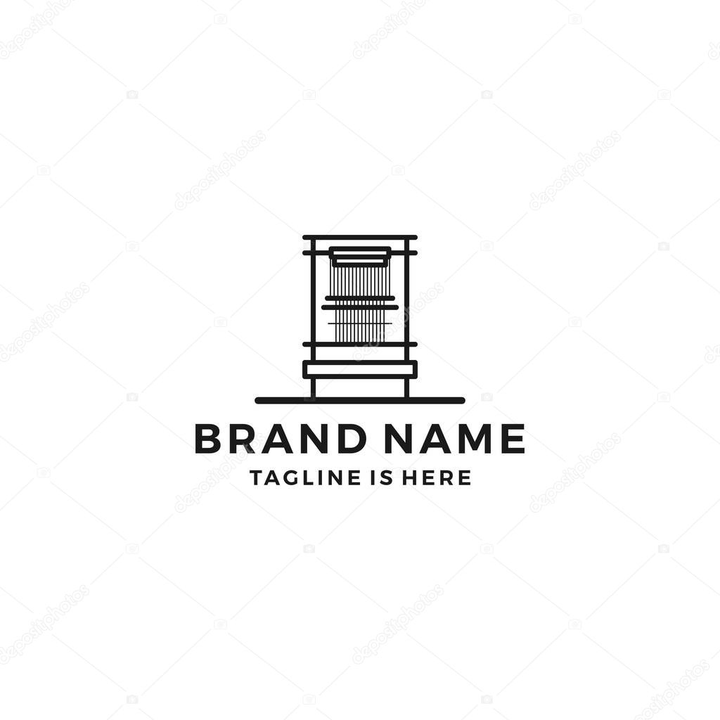 Mill loom weaving tufting machine textile fabric logo template vector icon illustration